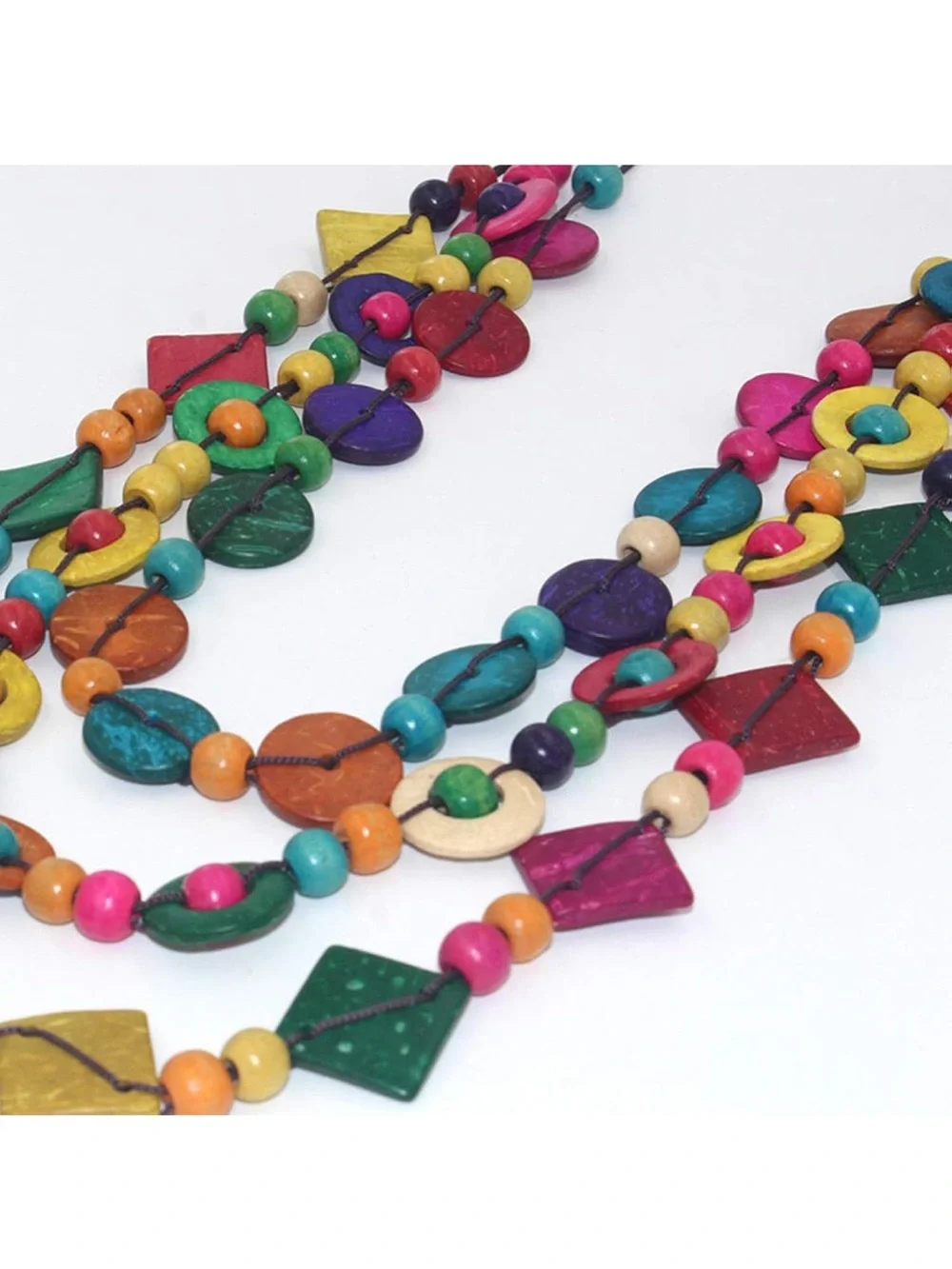 Anthropologie Bright Multicolor Geometric Beaded Necklace - Picture 6 of 8